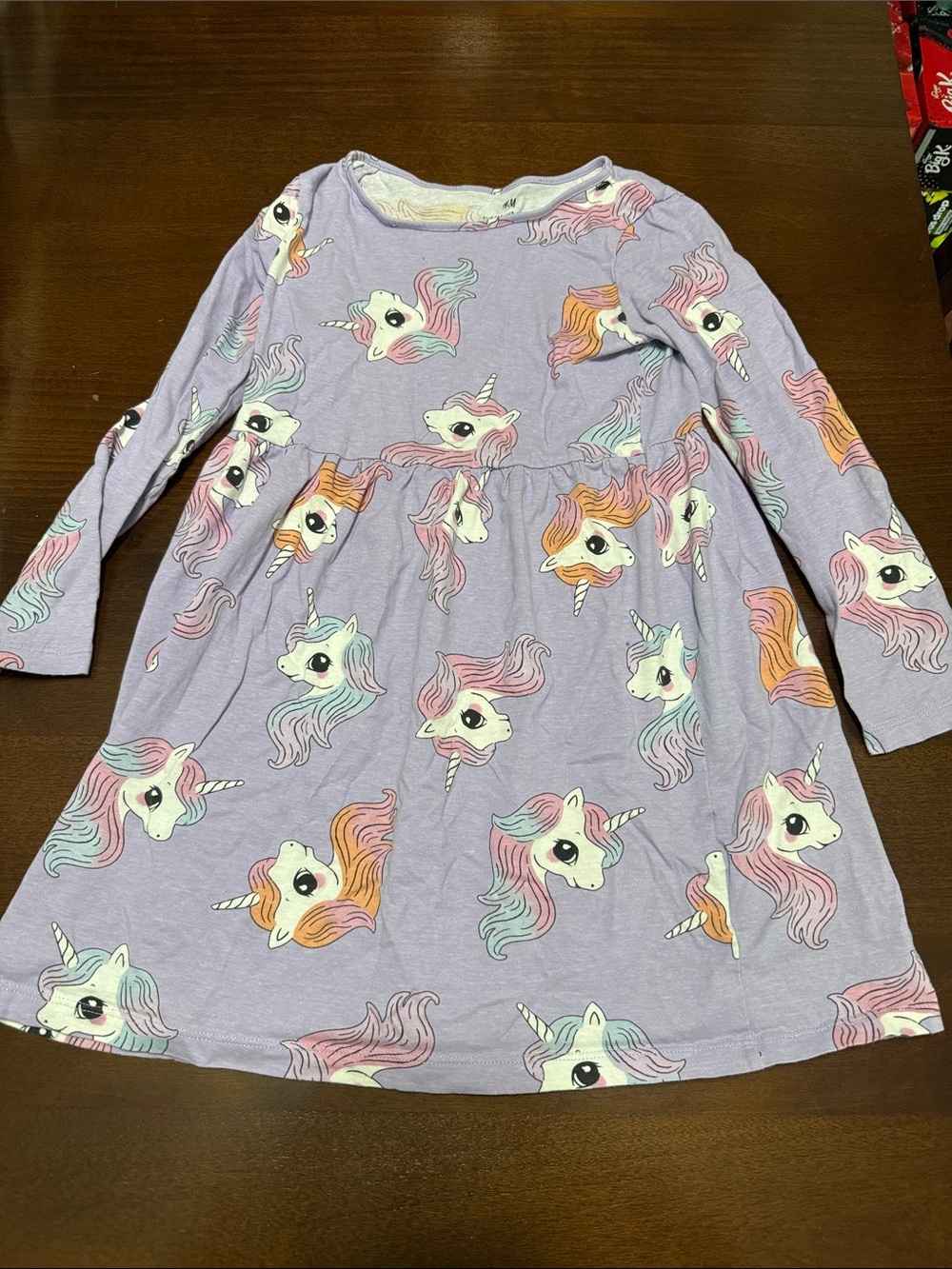 H&M Lavender Unicorn Print Long-Sleeve Dress